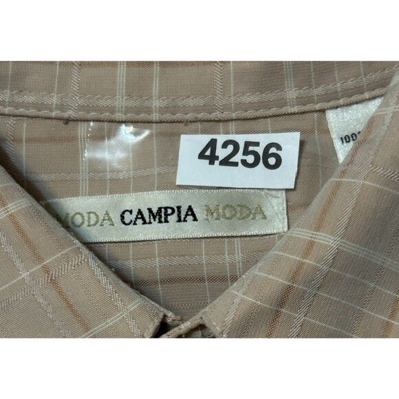 Campia Moda Men’s Shirt Short Sleeve Button Up Beige/Flesh Plaid Size 4XLT - Picture 8 of 8